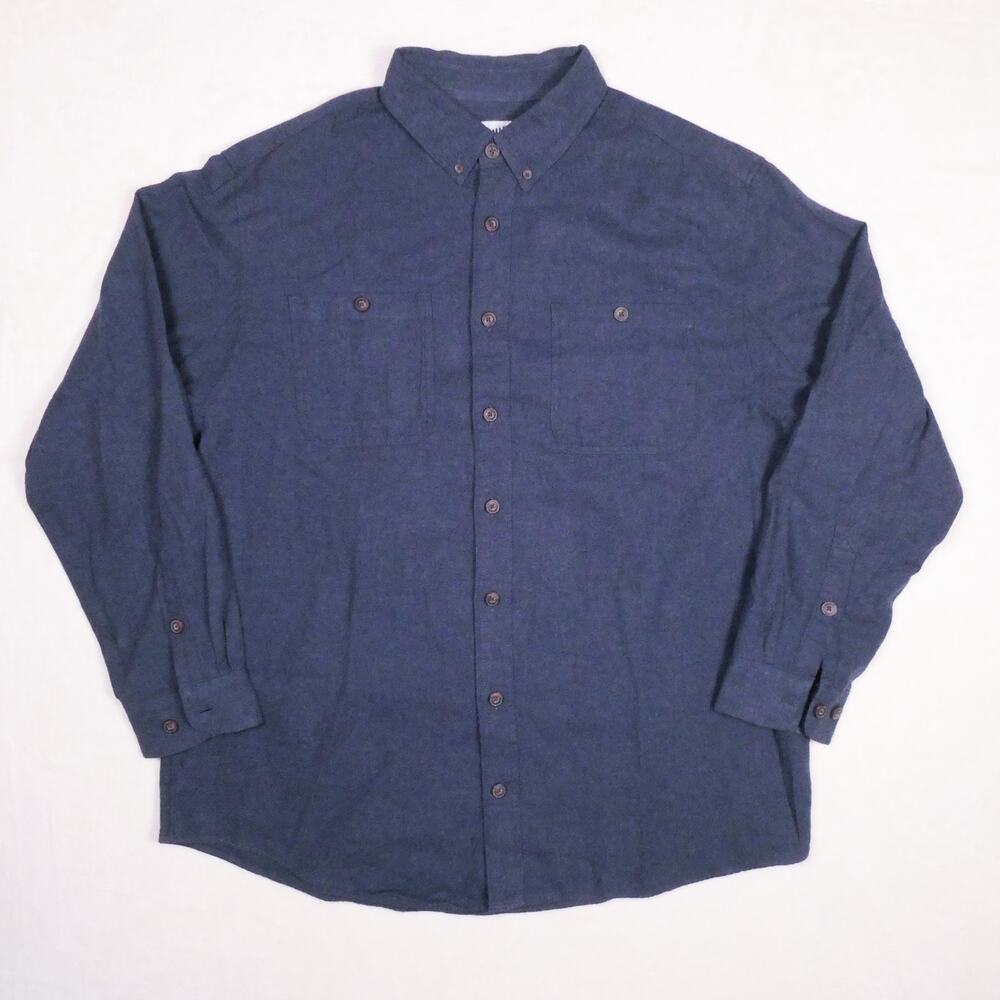 Duluth Trading Co. Dark Blue Flannel Size XL Tall Relaxed Fit 100% Cotton Woodsy